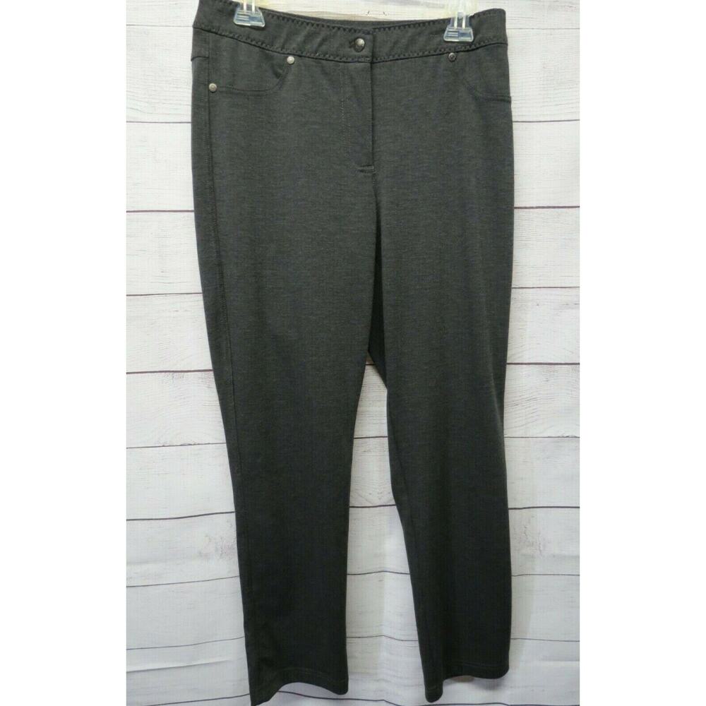 Chico's Size 1 Medium Short Gray Charcoal Stretch Pant Soft Stretch